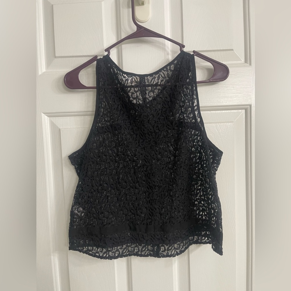 Black lace top size large, runs small